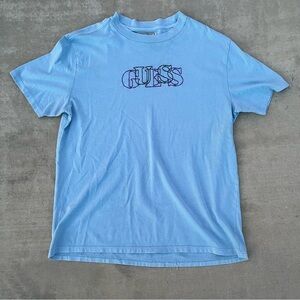 Vintage GUESS Light Blue Tee with Purple Logo size S